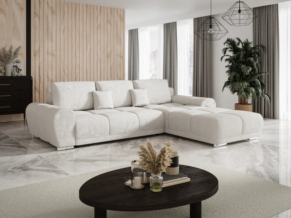 Gebba Corner Sofa Bed with Storage, Grey or Cream