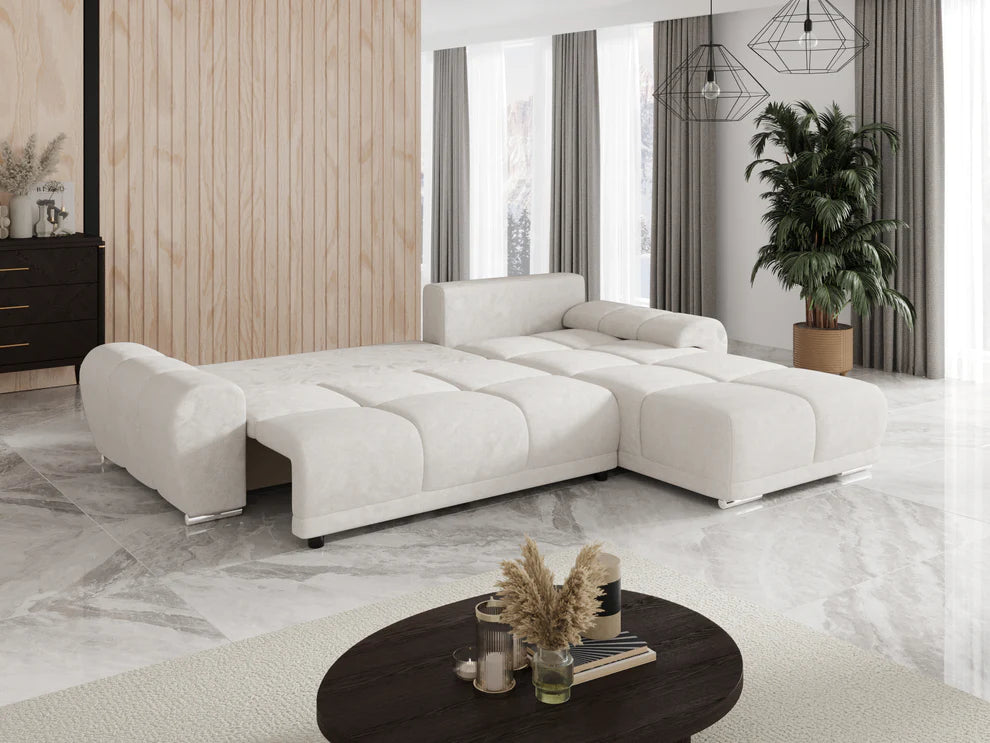 Gebba Corner Sofa Bed with Storage, Grey or Cream