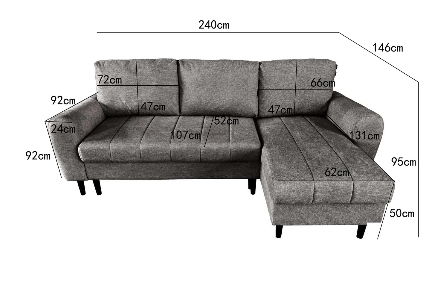 Amora Universal Corner Sofa bed With Storage