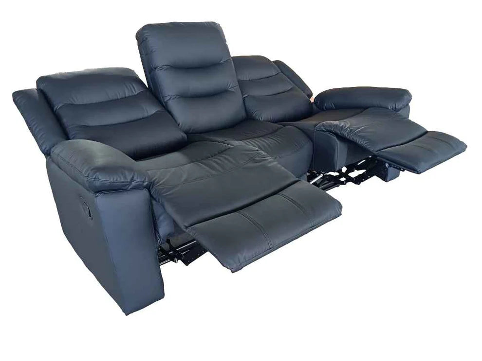 Roma 3+2 Seater Manual Recliner Anti Scratch Leather Black