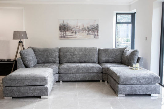 Bishop U-Shape Sofa Alaska Platinum