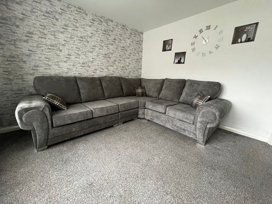 6 Seater Verona Full Back Corner Sofa Grey, Black, Mink