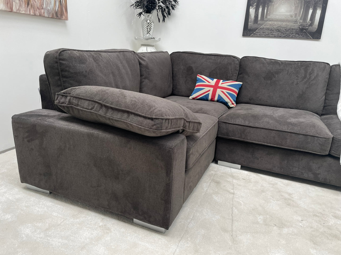 Ascot Left Hand Corner Sofa - Linen Grey