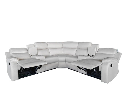 Montari Fabric Manual Recliner with console and cupholders Cream