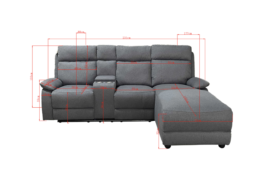 Serenova Grey Recliner L Shape Corner Sofa