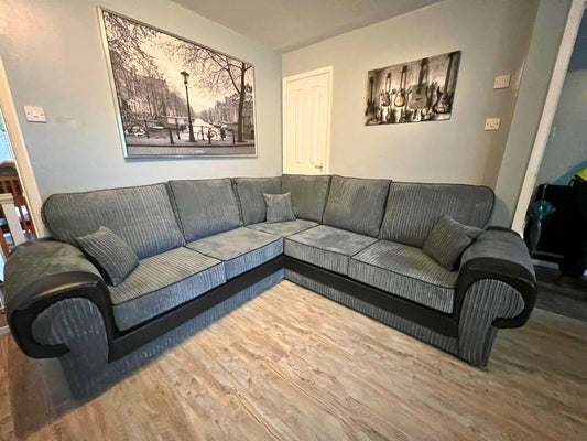 Tangent Large Corner 2C2 Sofa Black/Grey Cord