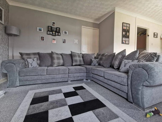 6 Seater Verona Scatter Back Corner Sofa Grey, Black, Mink