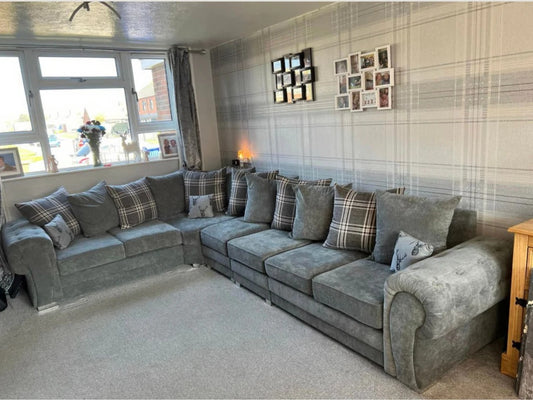 7 Seater Verona Scatter Back Corner Sofa Grey, Black, Mink