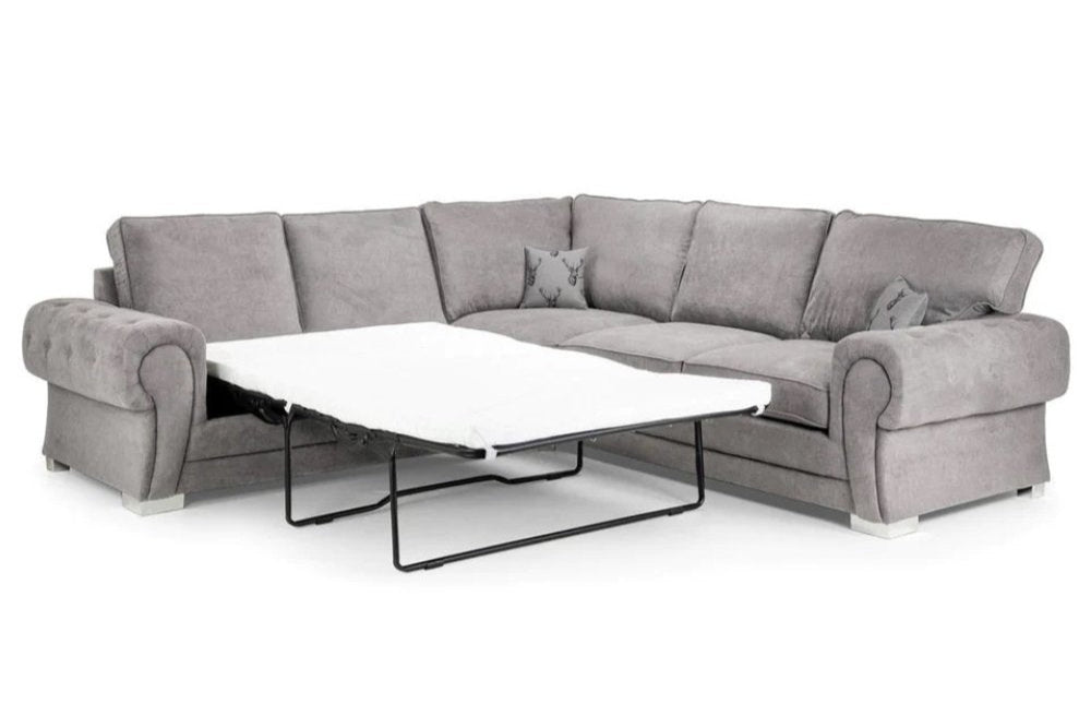 Verona Full Back Large Corner Sofa Bed Grey