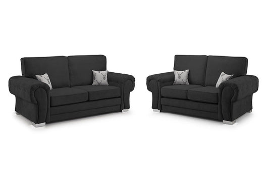 Verona Full Back 3+2 Seater Sofa Set Black