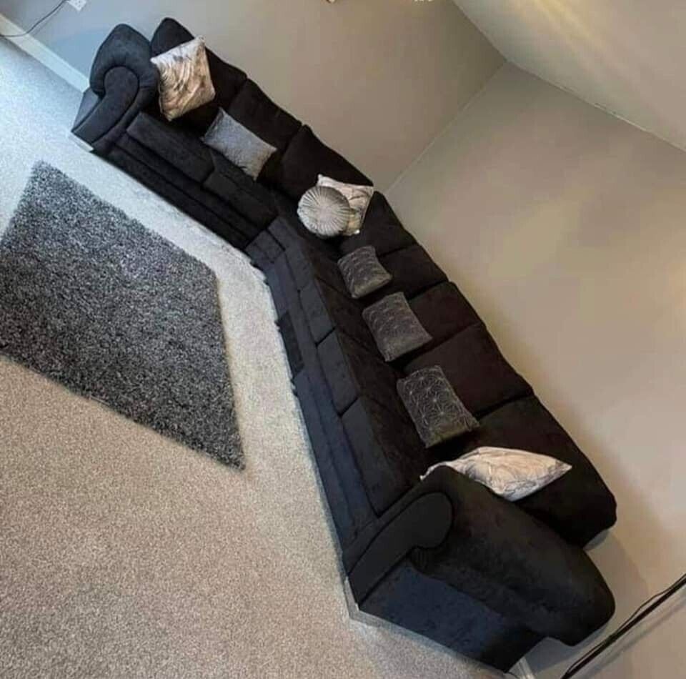 7 Seater Verona Full Back Corner Sofa Grey, Black, Mink