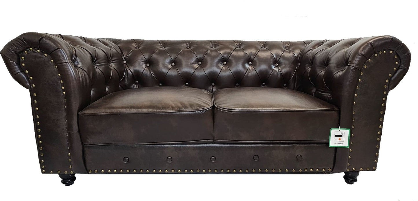 Brown Chesterfield Leather 3+2 Sofa Set
