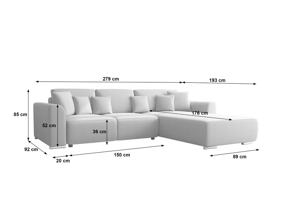 Gusto Corner Sofa Bed Grey or Beige