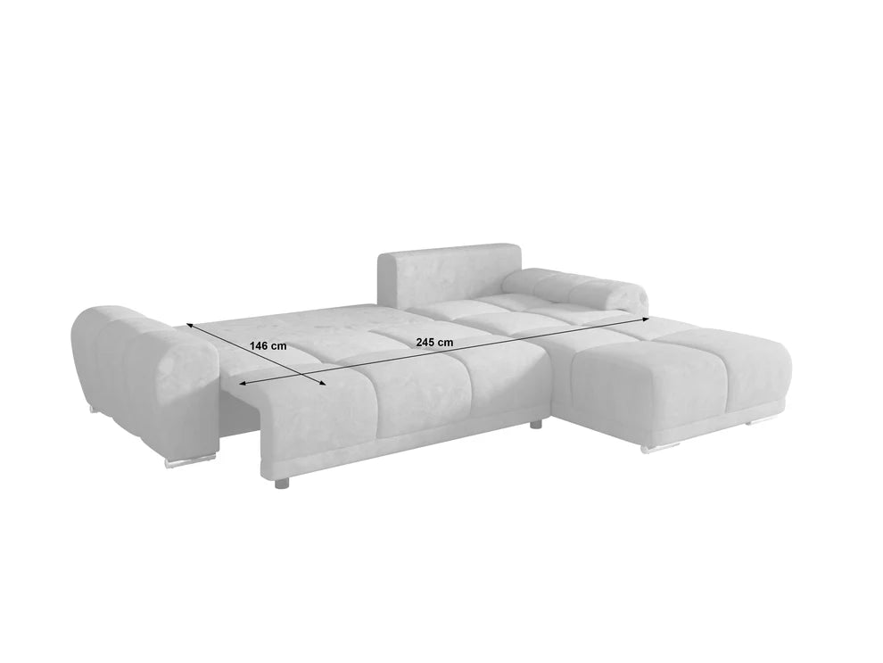 Gebba Corner Sofa Bed with Storage, Grey or Cream