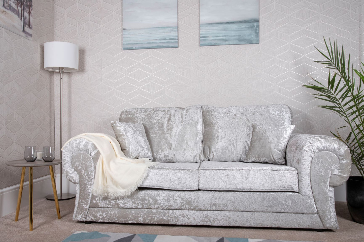Tangent 3 Seater Sofa Silver Shimmer