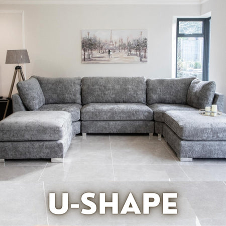 U-shaped corner sofas grey white fabric velvet large family modular maple furniture uk