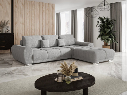 Gebba Corner Sofa Bed with Storage, Grey or Cream
