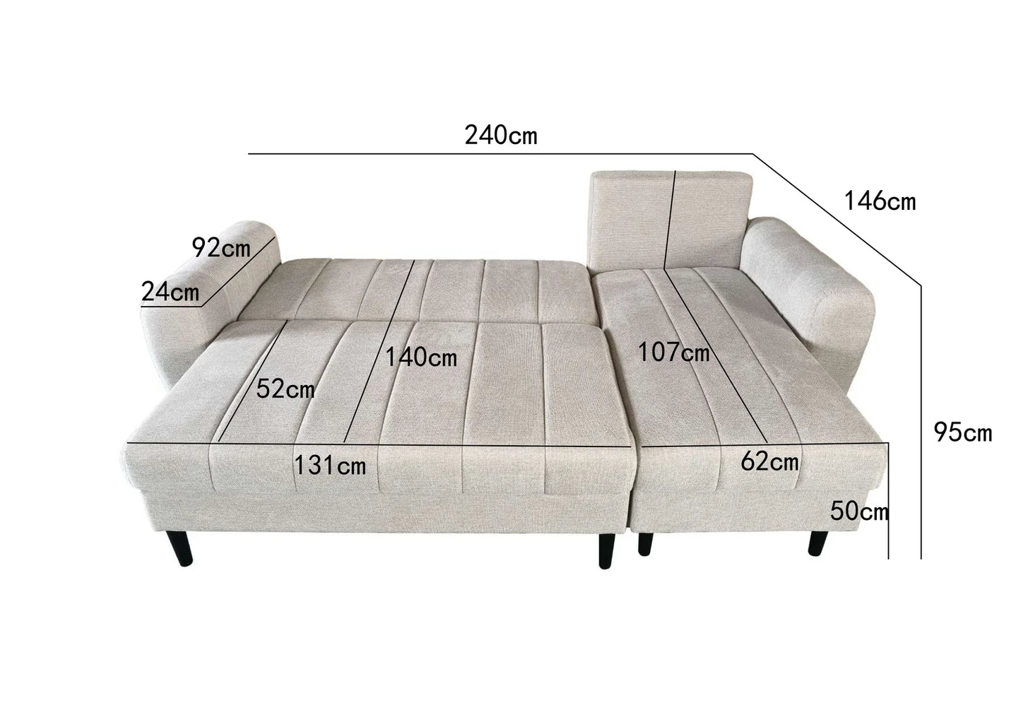 Amora Universal Corner Sofa bed With Storage