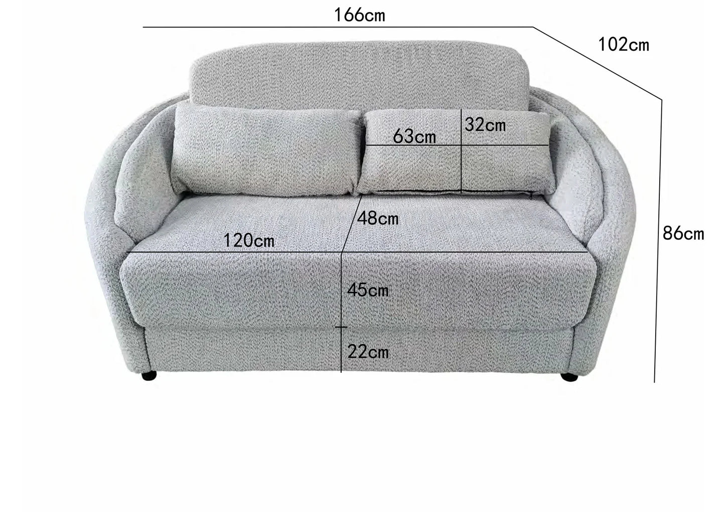 Snooz 2 seater sofabed With Foam Grey or Silver
