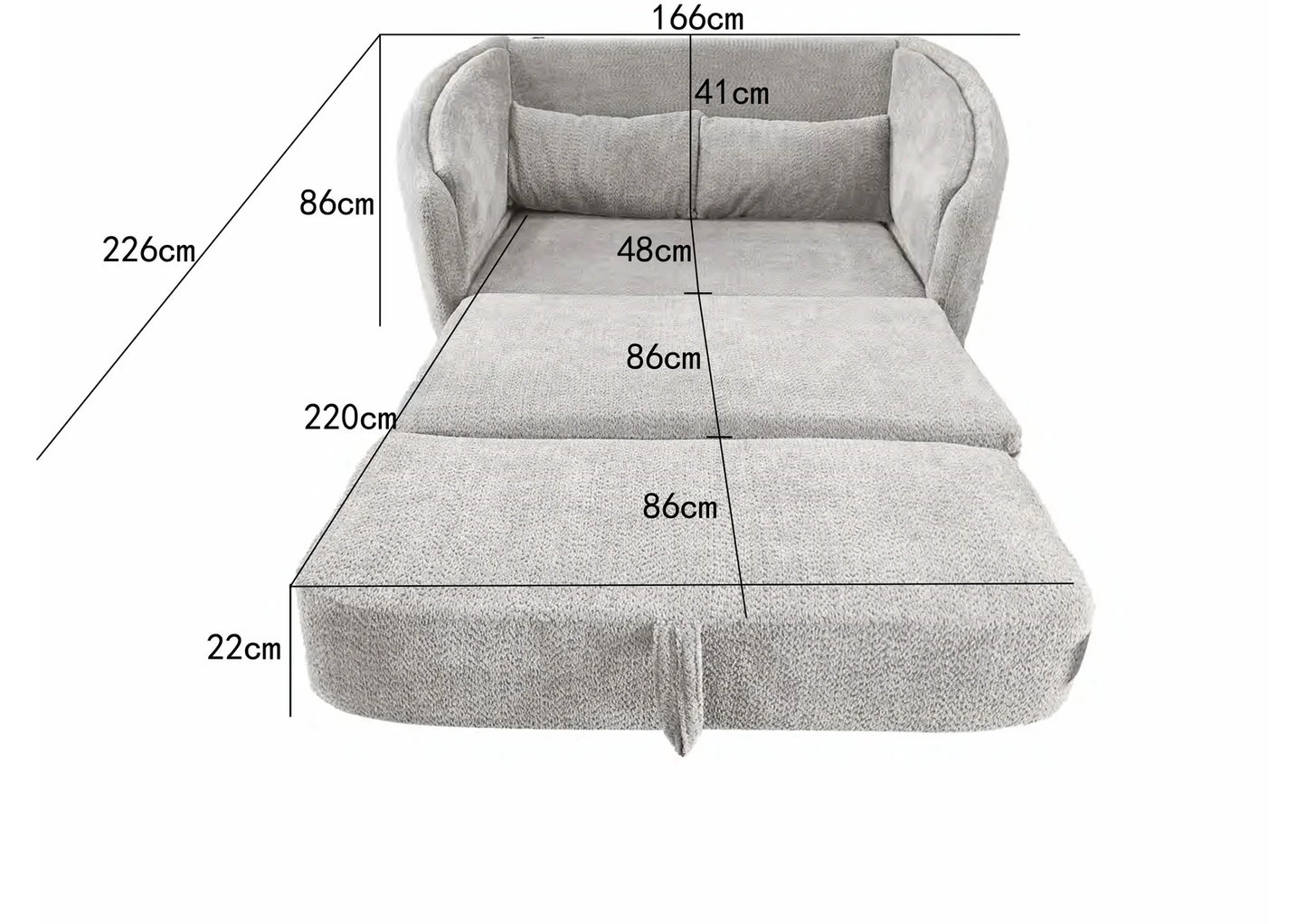 Snooz 2 seater sofabed With Foam Grey or Silver