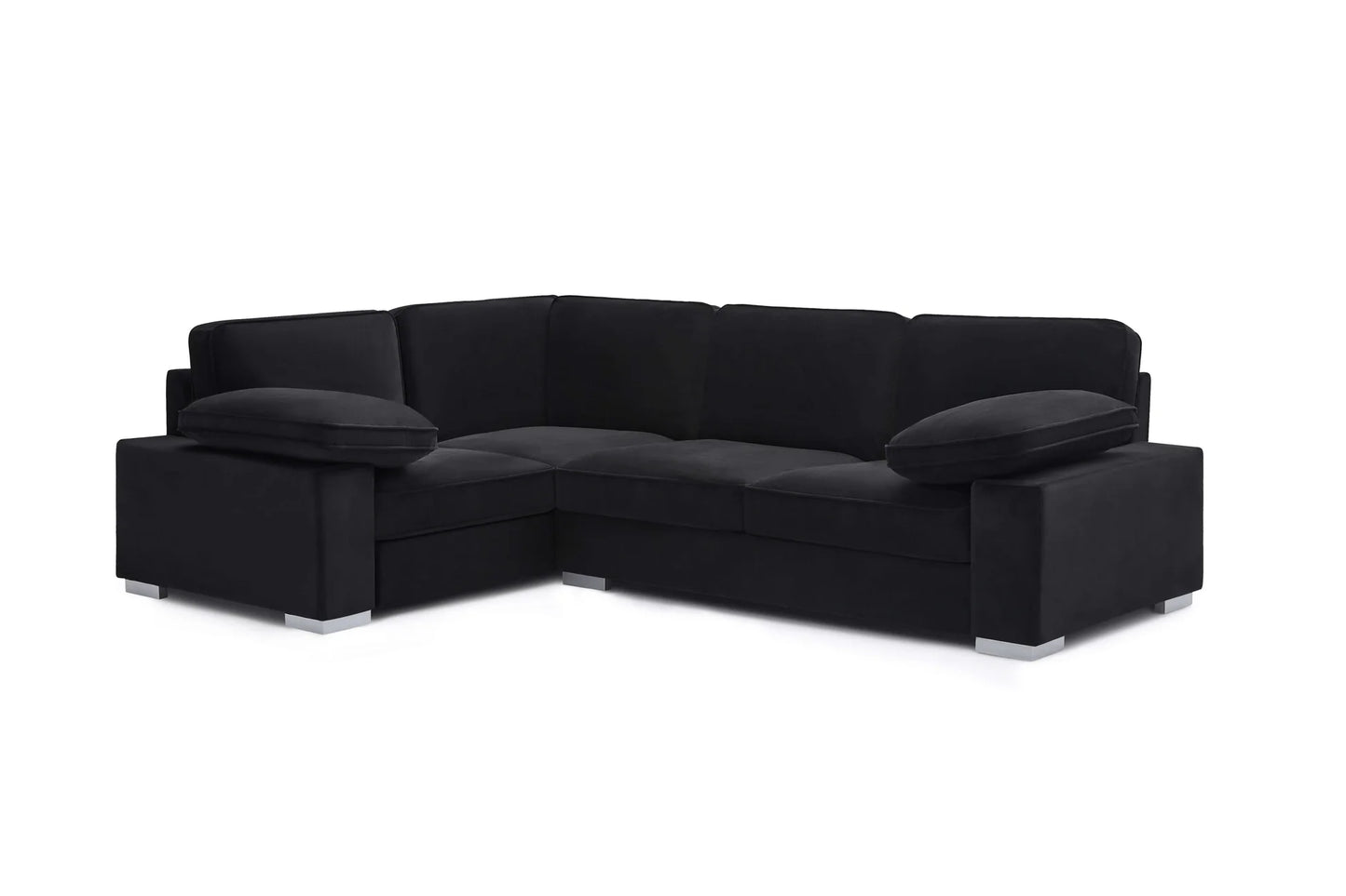 Ascot Left Hand Corner Sofa - Plush Black Velvet