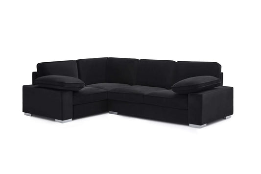 Ascot Left Hand Corner Sofa - Plush Black Velvet