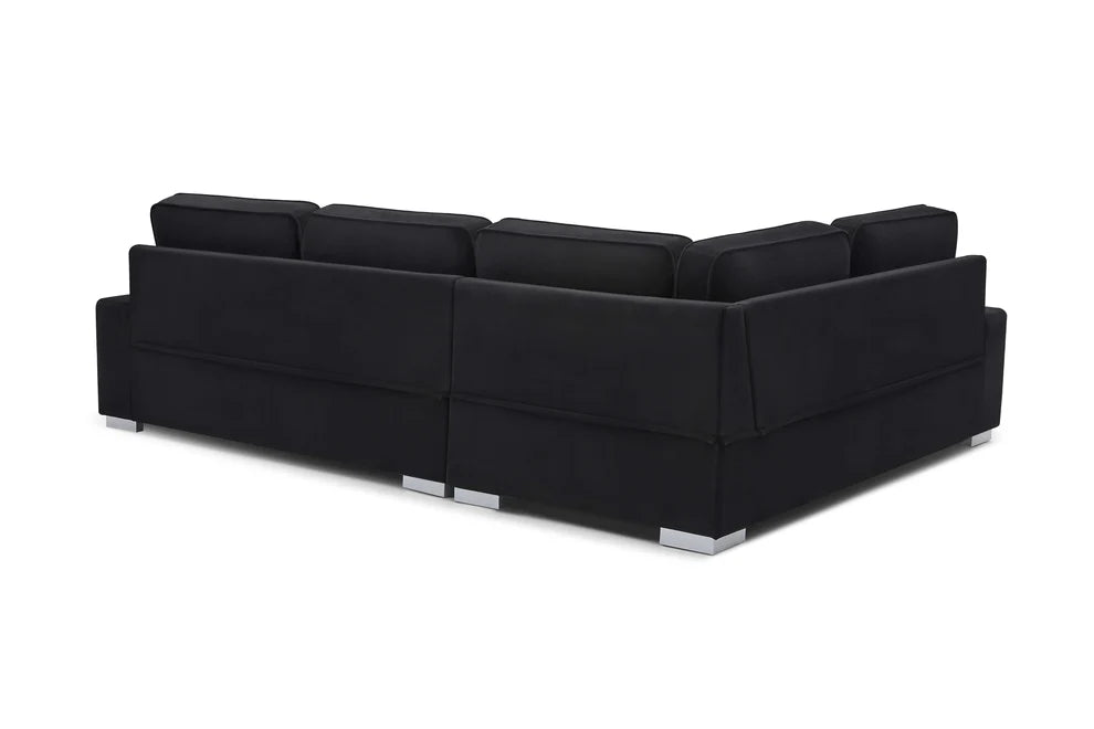 Ascot Left Hand Corner Sofa - Plush Black Velvet