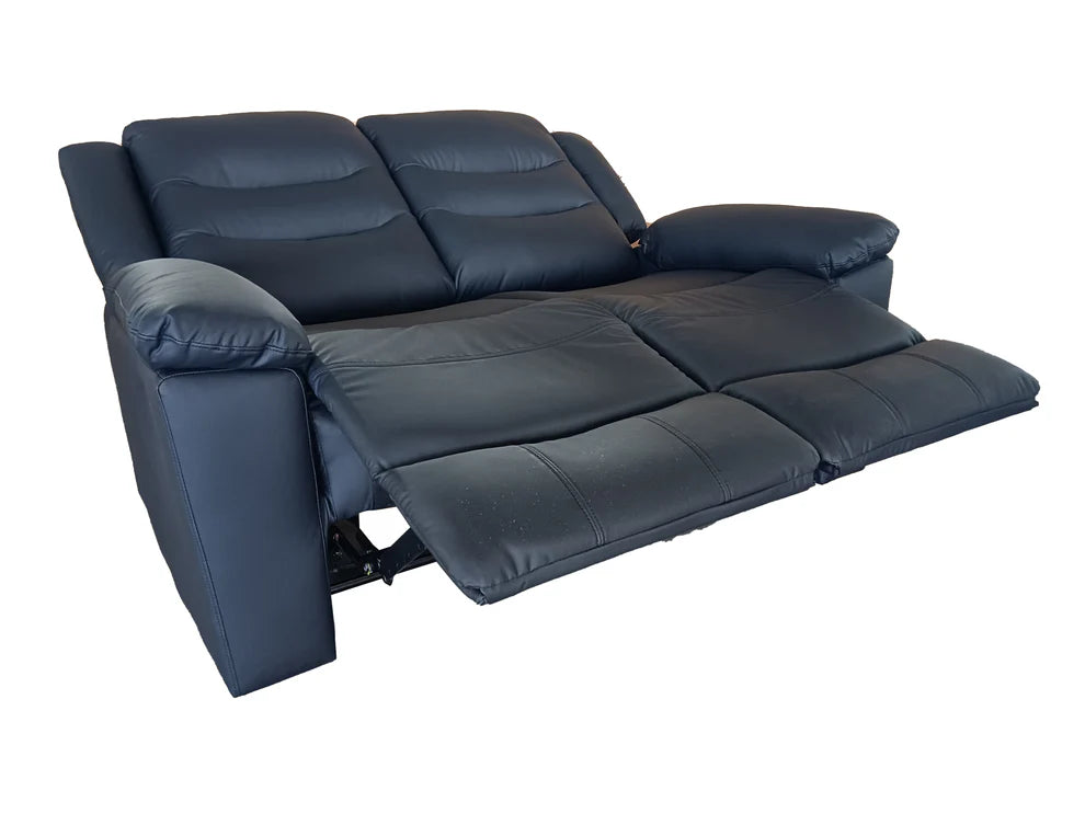 Roma 3+2 Seater Manual Recliner Anti Scratch Leather Black