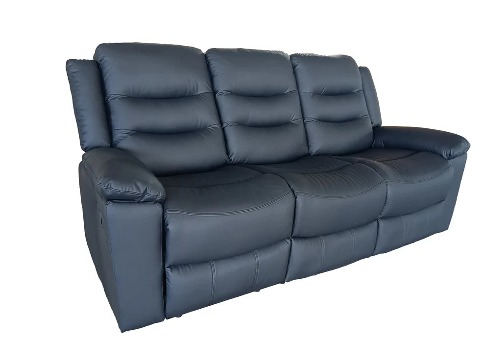Roma 3+2 Seater Manual Recliner Anti Scratch Leather Black