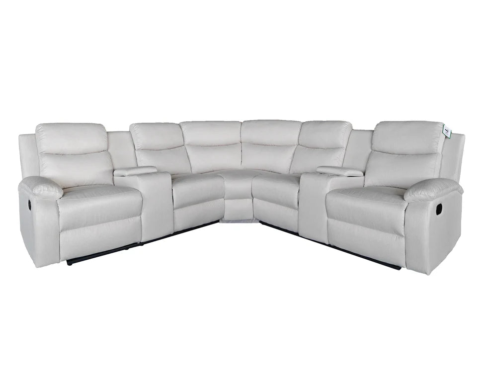 Montari Fabric Manual Recliner with console and cupholders Cream
