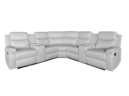 Montari Fabric Manual Recliner with console and cupholders Cream