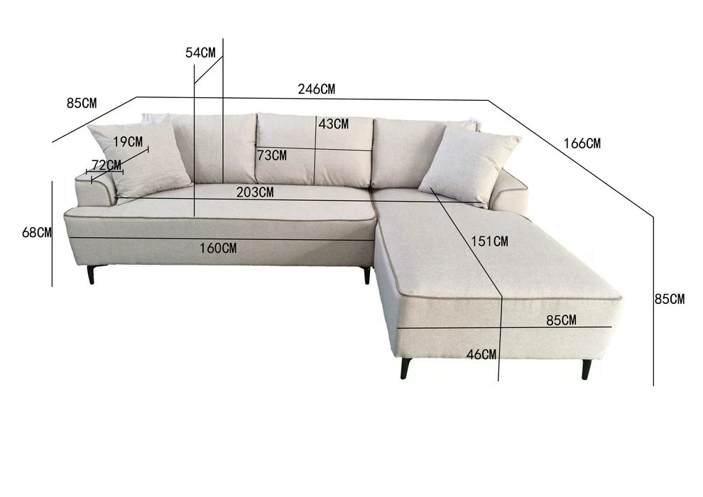 Aero Corner Sofa Grey or Beige