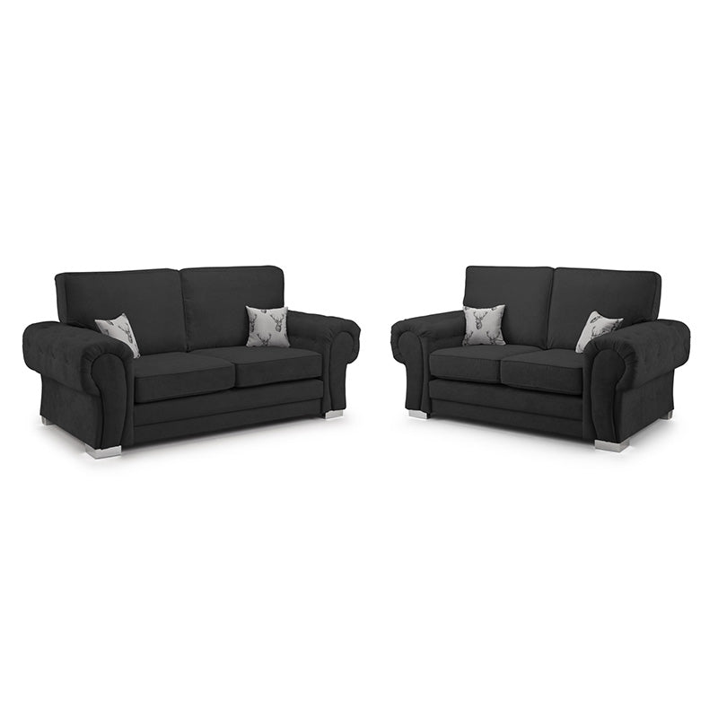 Verona Full Back 3+2 Seater Sofa Set Black