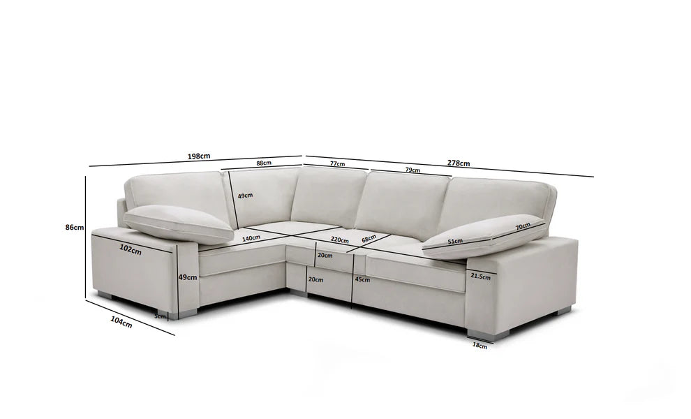 Ascot Left Hand Corner Sofa - Jumbo Cord Grey & Mink