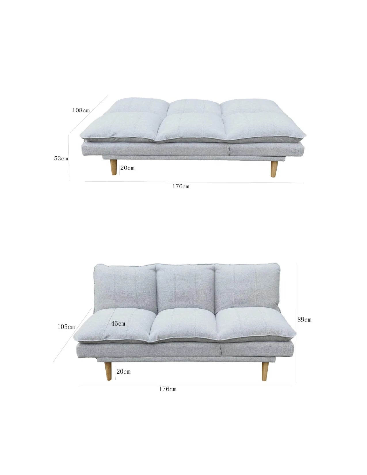 Restora 3 seater Click Clack sofa bed Grey or Silver