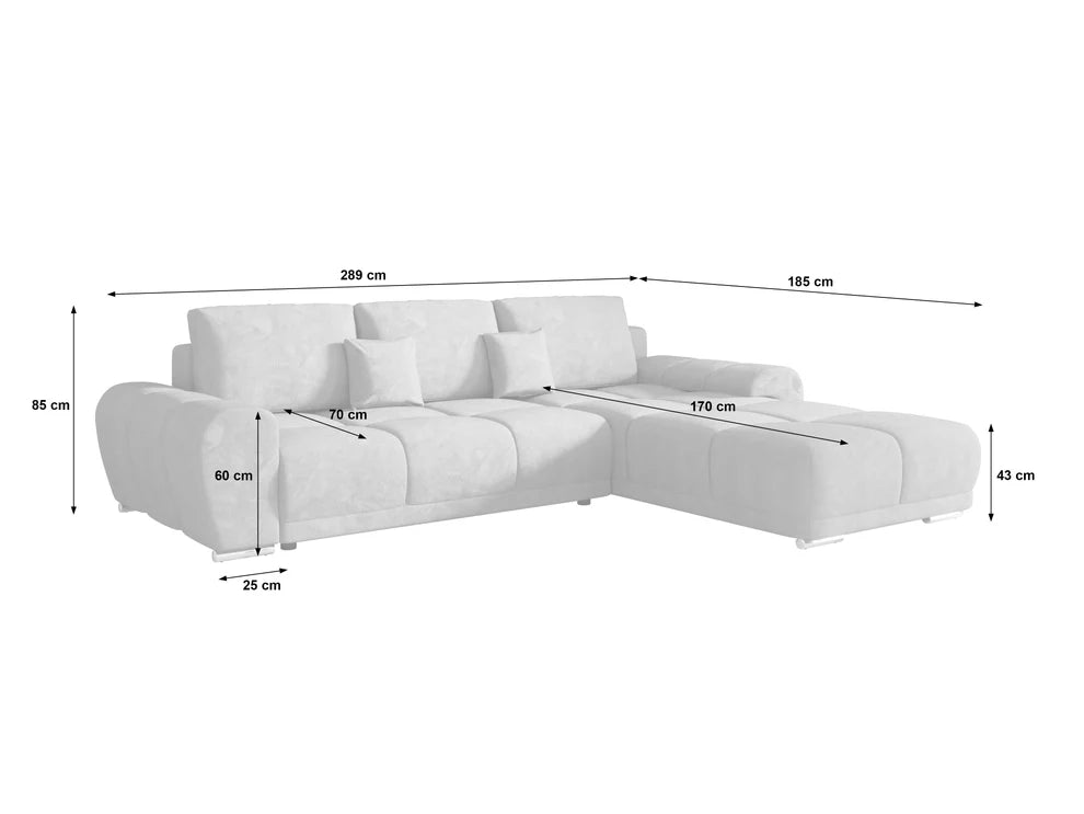 Gebba Corner Sofa Bed with Storage, Grey or Cream