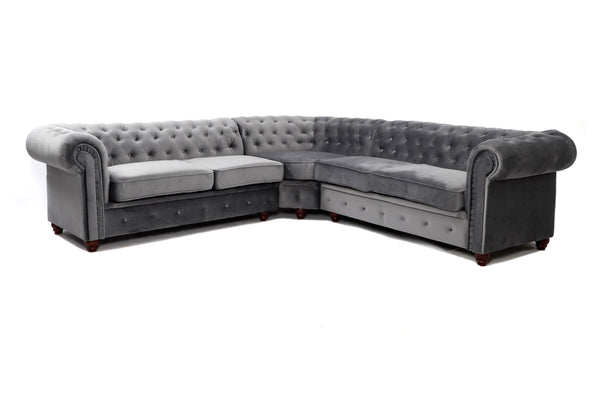 Chesterfield 2C2 Large Corner Sofa Plush Grey