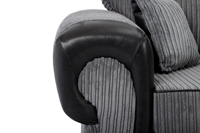 Tangent 3 Seater Sofa Black/Grey Cord